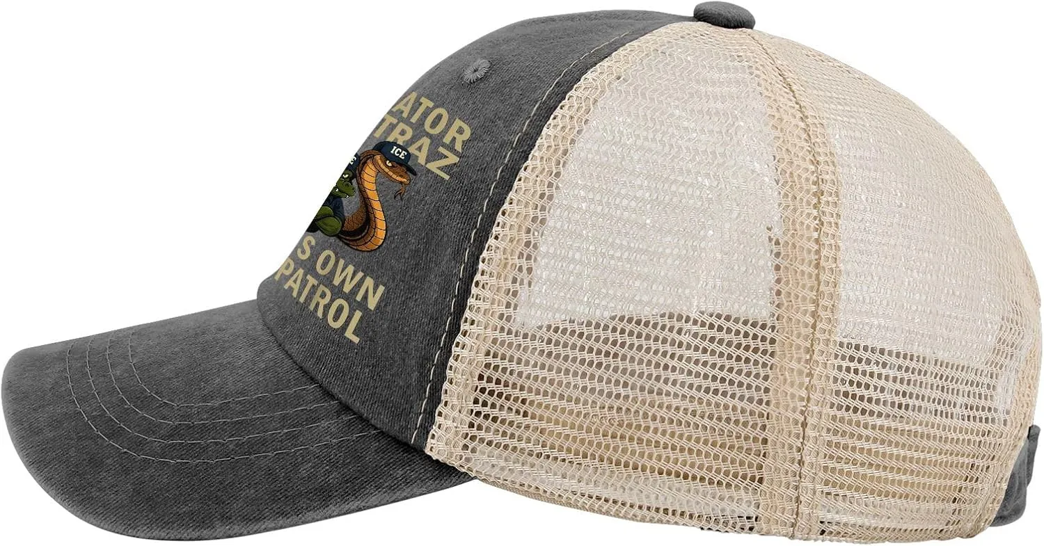Alligator Alcatraz Nature??s Own Border Patrol Trucker Hats Funny Cap for