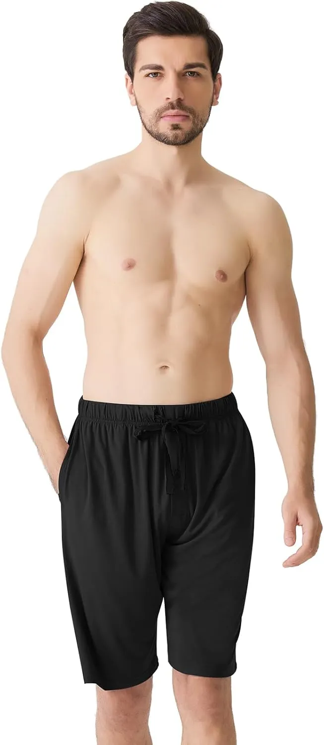 BAMBOO COOL Men??s Pajama Shorts Soft Sleep Shorts Comfy Lounge Pajama Bottoms with Pockets