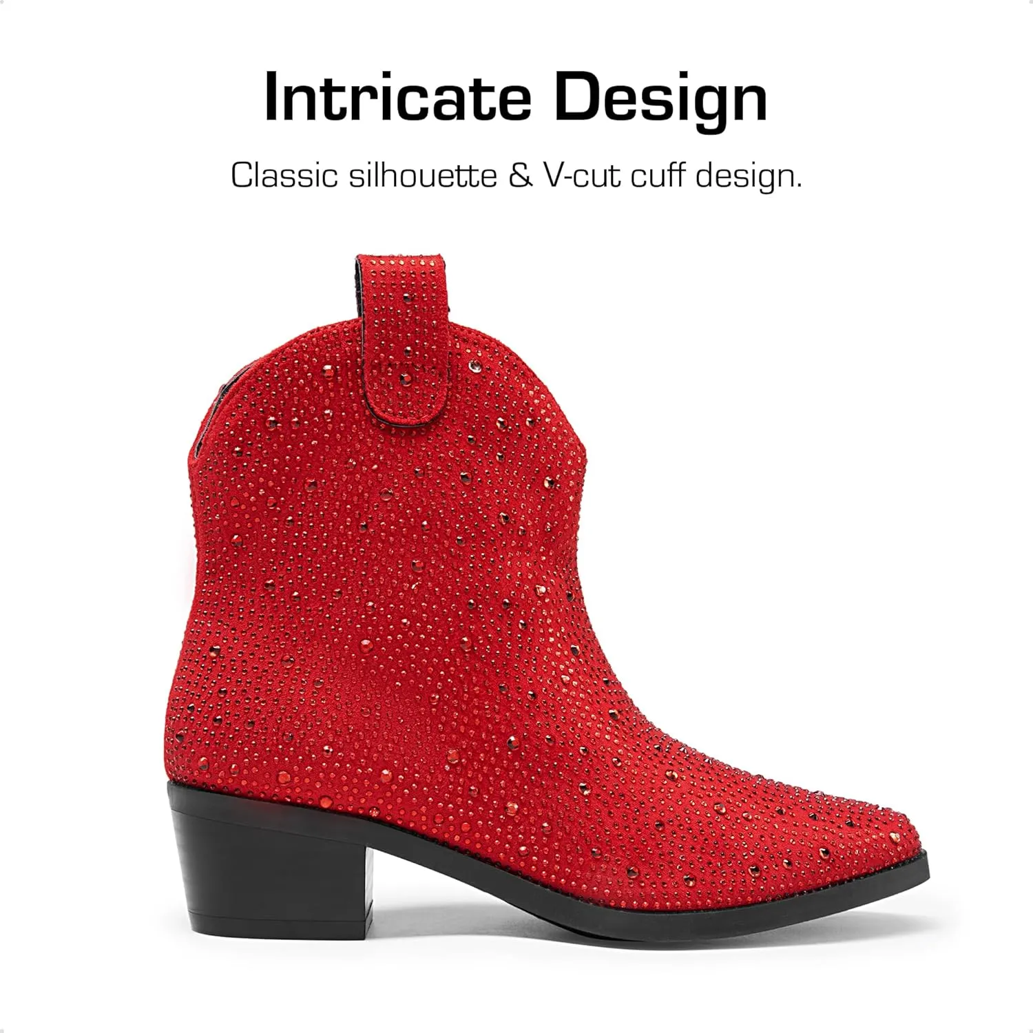 DREAM PAIRS Girls Cowgirl Cowboy Rhinestone Boots Ankle Low Heel Dress Booties