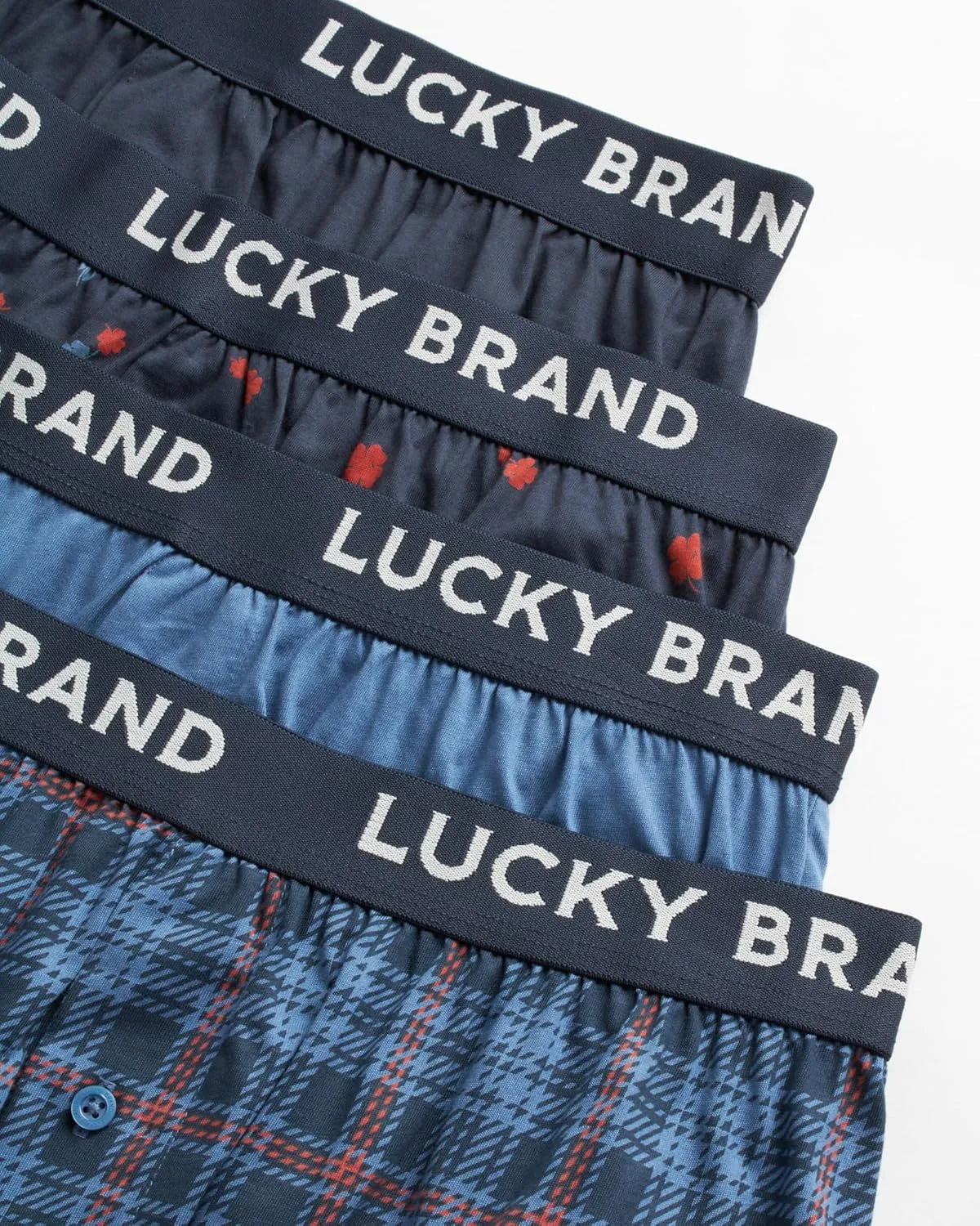 Lucky Brand Boxers for Men - 4 Pack Knitted Mens Underwear with Functional Fly - Classic Mens Boxers (S-XXL)