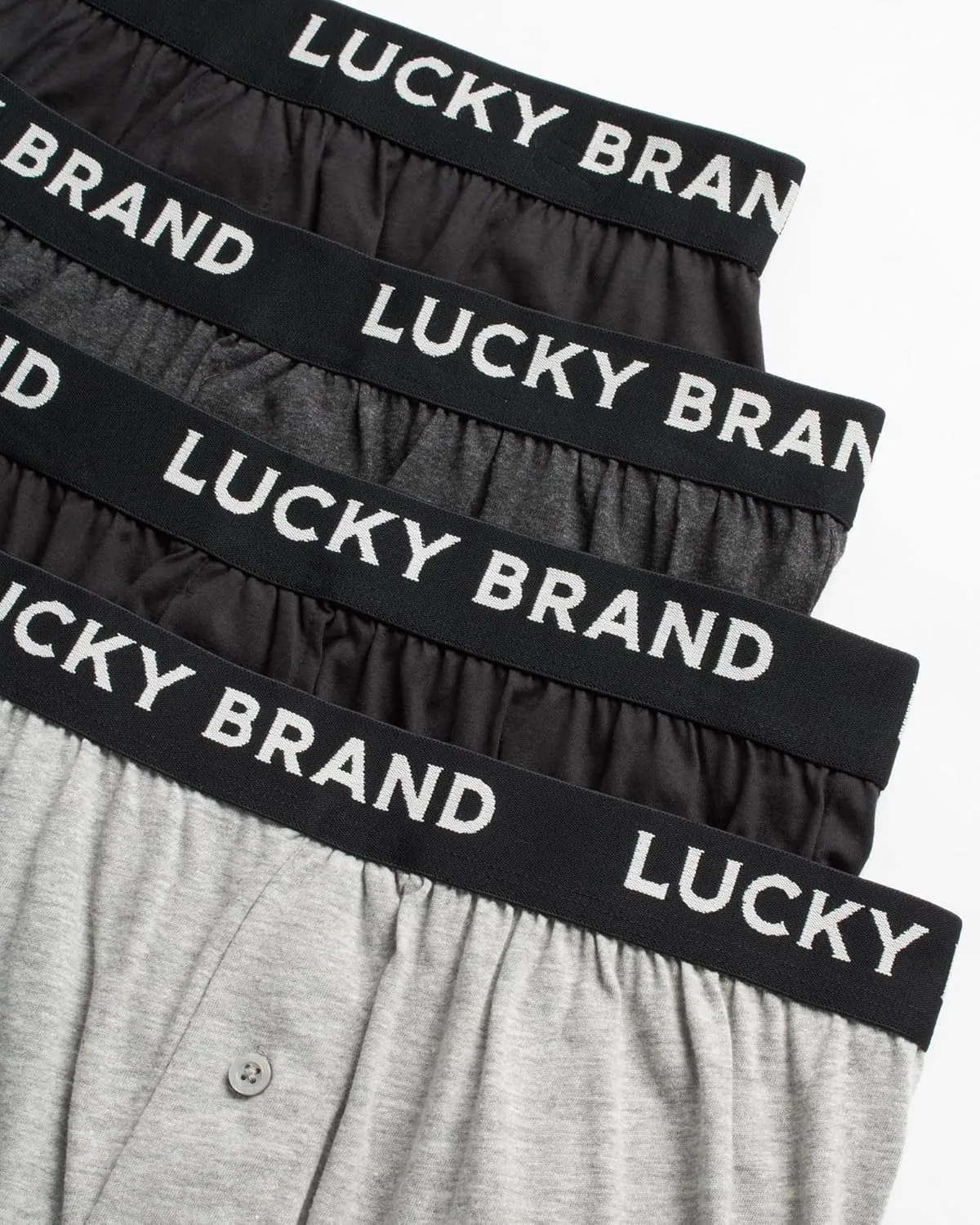 Lucky Brand Boxers for Men - 4 Pack Knitted Mens Underwear with Functional Fly - Classic Mens Boxers (S-XXL)