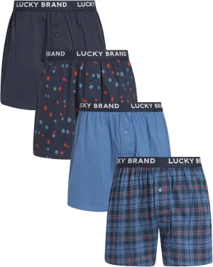 Lucky Brand Boxers for Men - 4 Pack Knitted Mens Underwear with Functional Fly - Classic Mens Boxers (S-XXL)