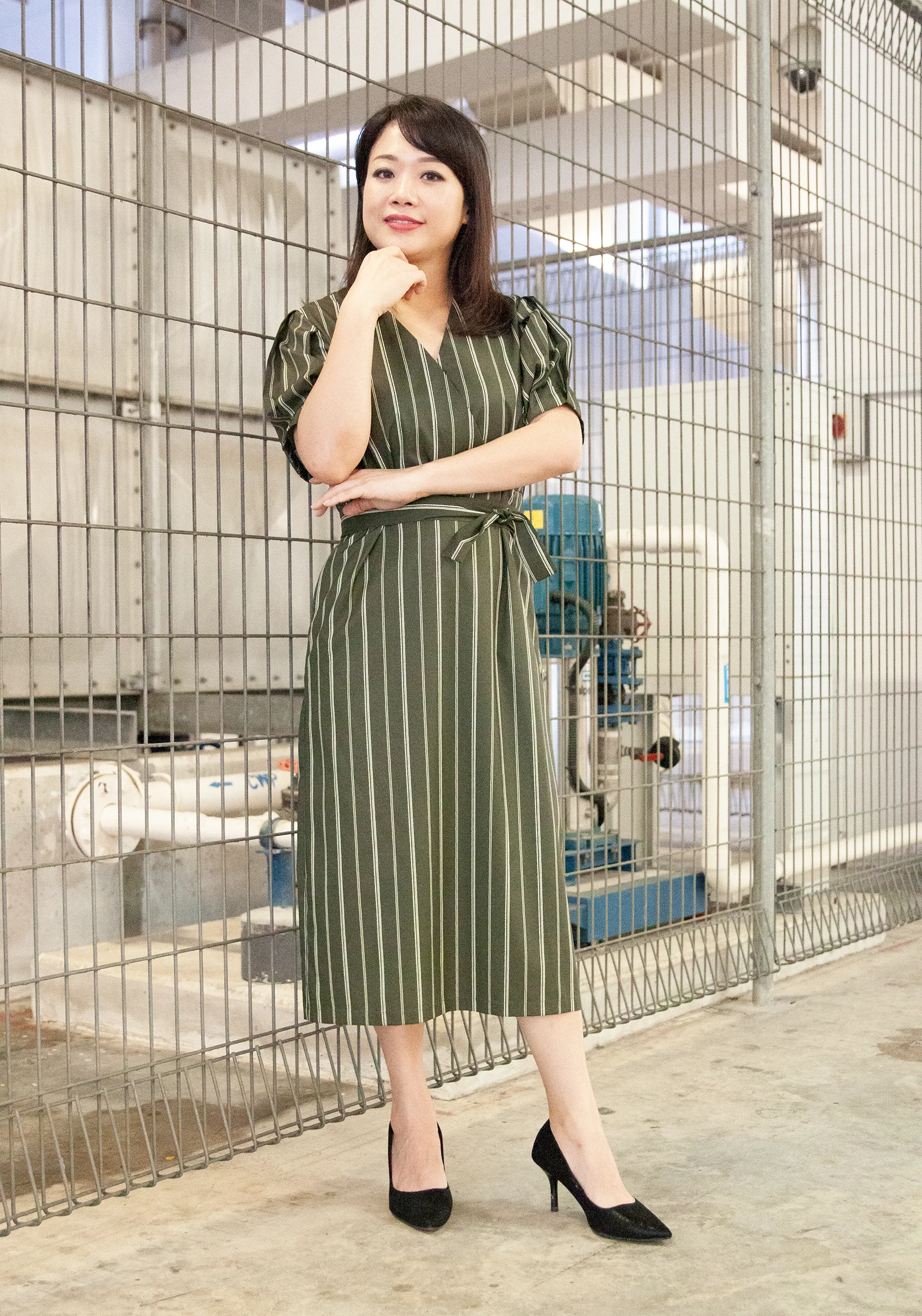 Macci Striped Overlap Dress