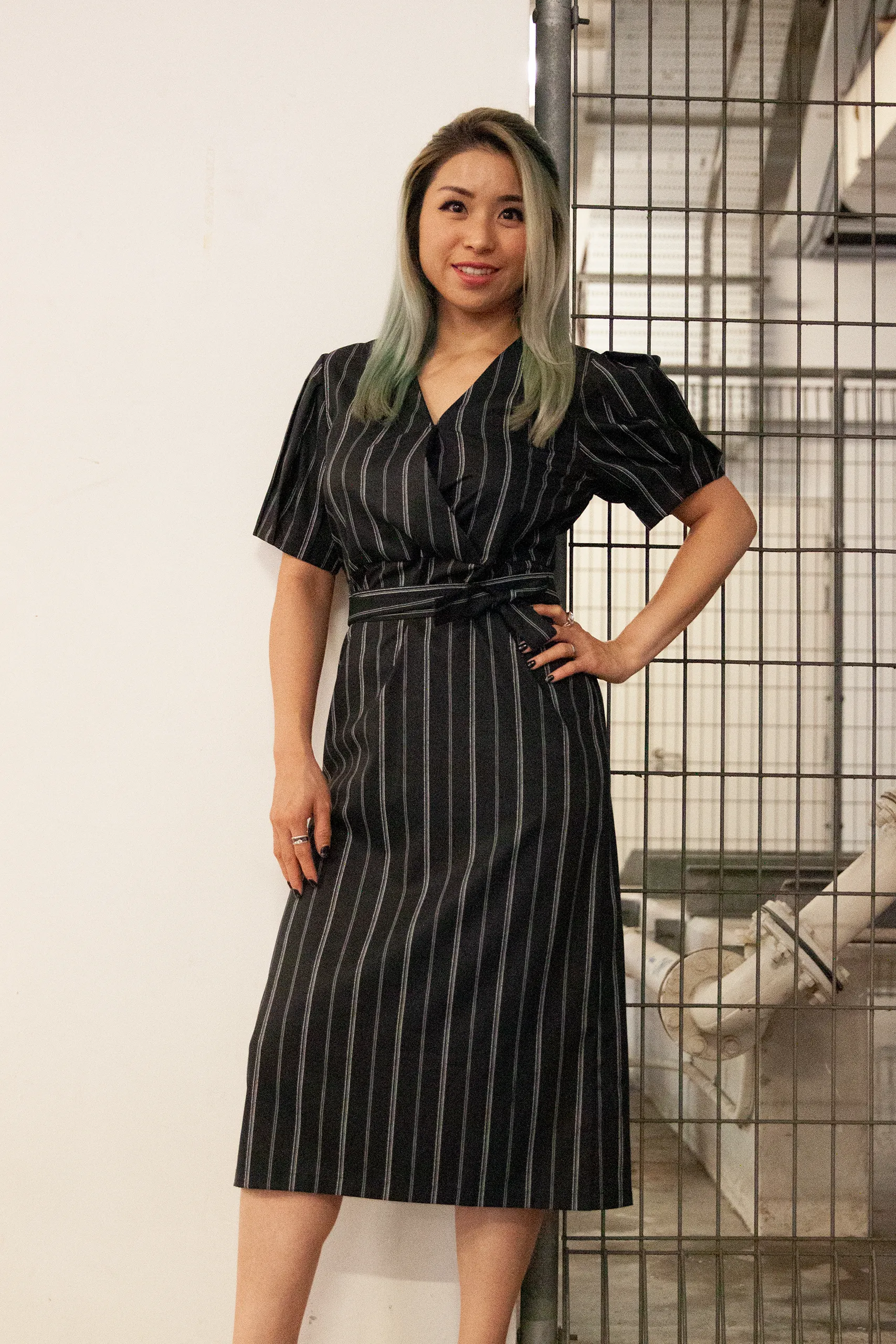 Macci Striped Overlap Dress