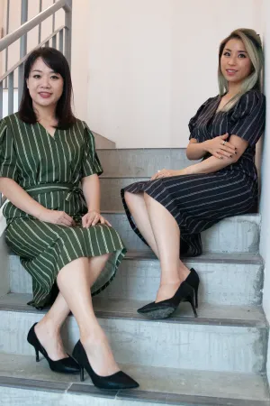 Macci Striped Overlap Dress
