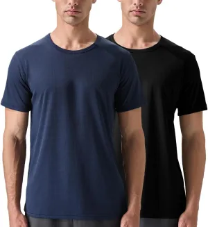 Men's 2 Pack Lightweight Crew Neck Athletic Running Short Sleeve T-Shirts Breathable Gym Workout Tee Shirts for Men