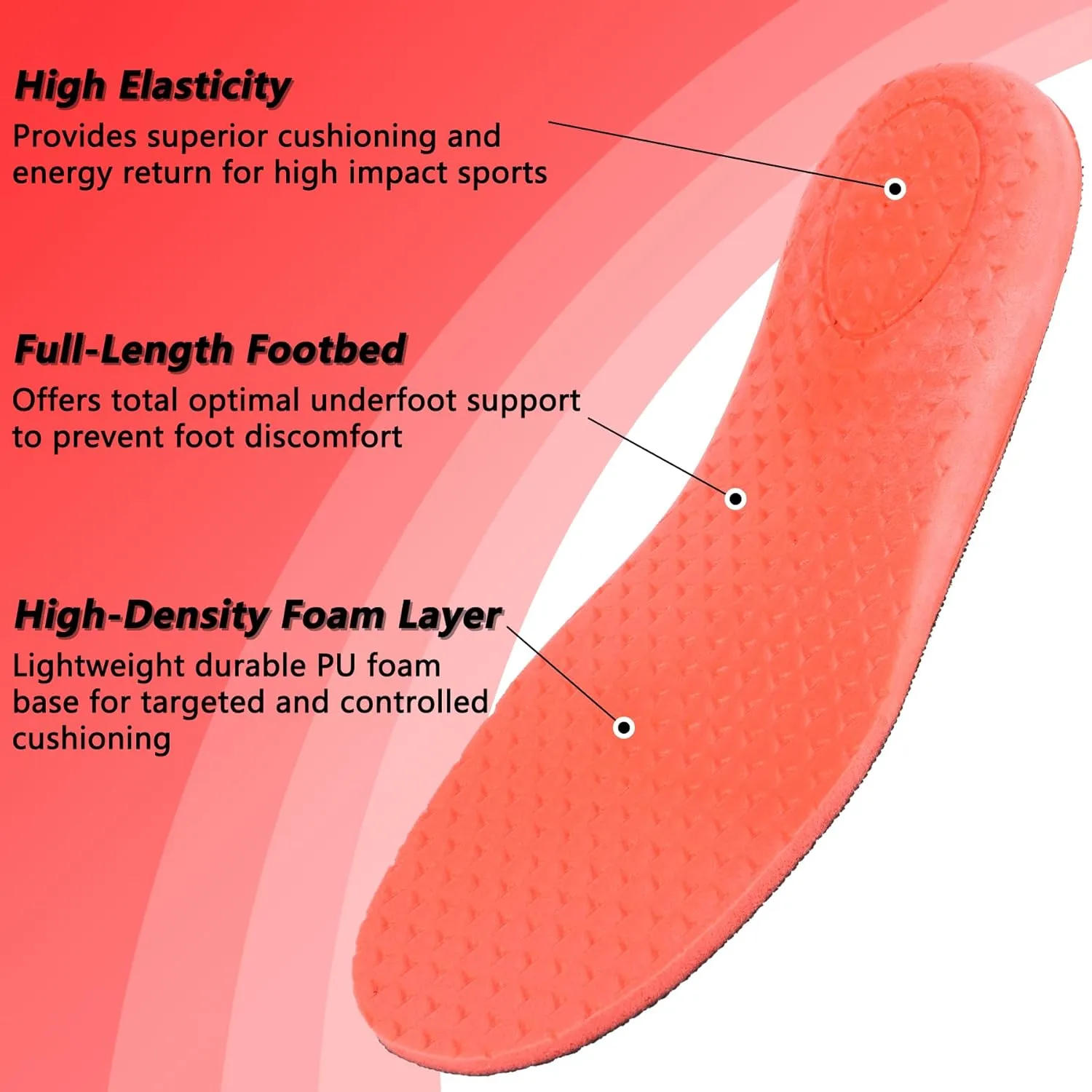 riemot Fitness Running Insoles for Men Comfortable Arch Support Inserts Plantar Fasciitis Relief Insole Cushioning Athletic Gel Insert for Sneakers,Hiking Shoes Black US9.5/ EU42.5