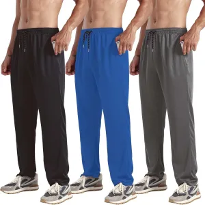 ZH 3-Pack Men's Mesh Jogger Pants, Comfortable Athletic Pants with Pockets for Active Wear, Lightweight & Breathable S-3XL